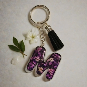 Alphabet Keychains with Real Pressed Flowers