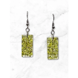 Elegant 5cm Rectangular Resin Earrings with Dried Flowers - Handmade Jewellery