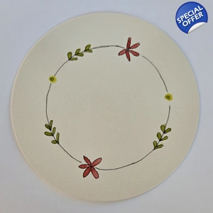 Ronde line art bloemenkaart