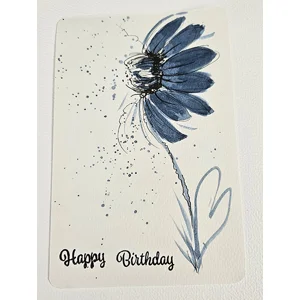 Blauwe Bloem in Inkt en Aquarel