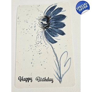 Blauwe Bloem in Inkt en Aquarel