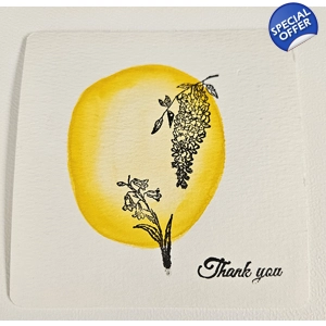 Bloemen in gele Aquarel en Inkt