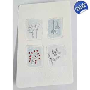 Minimalistische winterkaart met zilveren glans