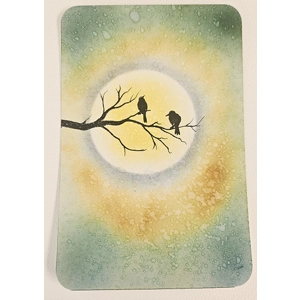 Set van 2 kaarten vogels bij maanlicht
