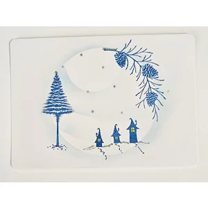 Set van 2 winterkaarten huisjes en kerstbomen