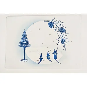 Set van 2 winterkaarten huisjes en kerstbomen