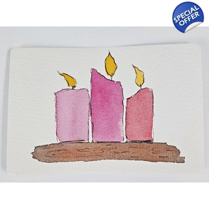 Roze Kaarsen op Houten Basis