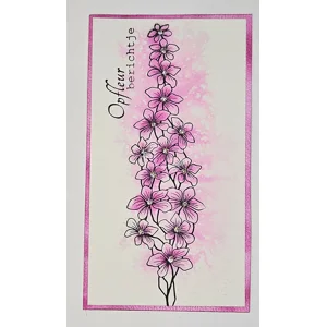 WK-232 Mixed Media Opfleurkaart met Roze Bloemen