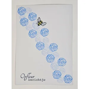 WK-234 Mixed Media Blauwe Roosjes en Bijtje