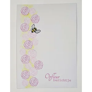 WK-235 Mixed media kaart met roze roosjes en bijtje