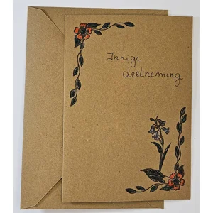 WK-252 Mixed Media kraft Kaart met Omslag Bloemenhoeken