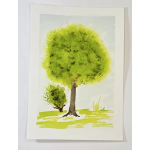 WK-257 Aquarel Kaart met Boom en Struik