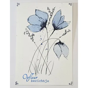 WK-259 Blauwe bloemen Aquarel met inkt