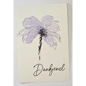 WK-265 Aquarelkaart Paarse bloem met inkt