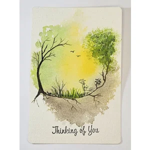 WK-268 Aquarelkaart Twee bomen