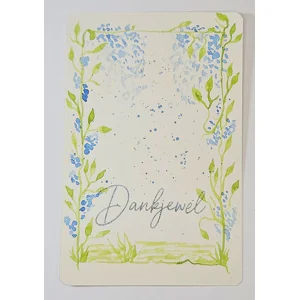 WK-269 Aquarelkaart Blauwe bloemenrand