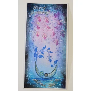 WK-274 Mixed Media kaart met Bloemenbootje