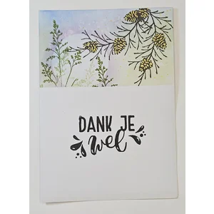 WK-277 Mixed Media kaart met dennentakjes