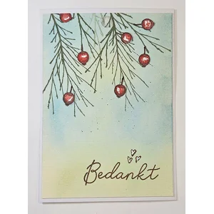 WK-283 Mixed Media kaart Dennentakjes met bessen