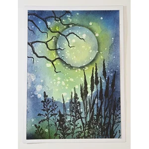 WK-284 Mixed Media kaart Maanlicht en Silhouetten
