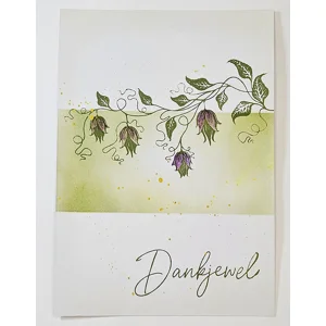 WK-290 Mixed Media kaart Hangende Bloemen en Gouden Spetters