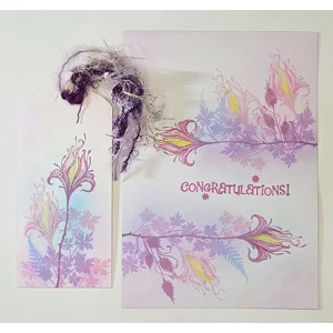 WK-295 Mixed Media Kaart Congratulations met Bijpassend Geschenklabel