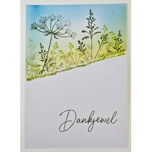 WK-298 Mixed Media Kaart met Botanische Silhouetten en Glitteraccent