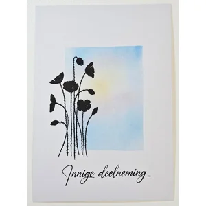 WK-303 Mixed mediakaart met Bloemensilhouetten