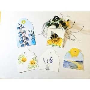 WK-305 Set Mini Geschenklabels met Aquarel Illustraties