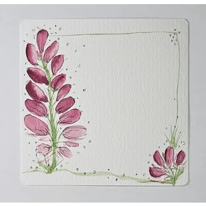 WK-314 Aquarelkaart met Florale Rand in Roze en Groentinten