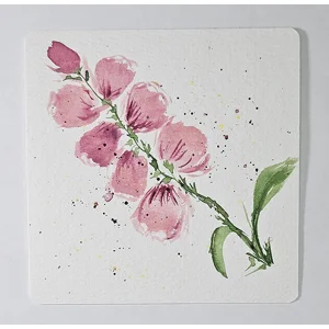 WK-315 Aquarel Bloemenstengel in Roze en Groentinten