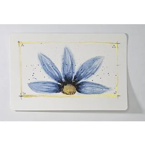 WK-321 Aquarelkaart Blauwe Bloem met Gouden Accenten