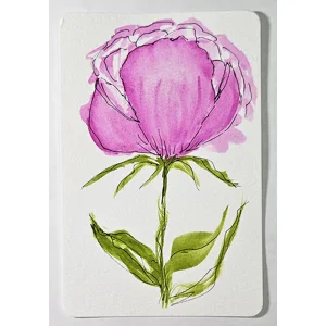 WK-325 Aquarelkaart Peonie met Line Art