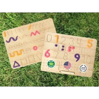 Numbers + Shapes Wooden Double Sided Tracing Board-CosmoKool Montessori