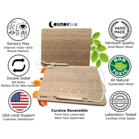 Montessori Cursive Alphabet Tracing Board |  Reversible Natural Wood ABC Tracing Board with Stylus