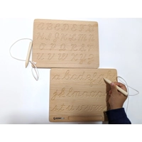 Montessori Cursive Alphabet Tracing Board |  Reversible Natural Wood ABC Tracing Board with Stylus