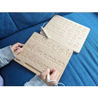 Montessori Cursive Alphabet Tracing Board |  Reversible Natural Wood ABC Tracing Board with Stylus