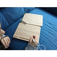 Montessori Cursive Alphabet Tracing Board |  Reversible Natural Wood ABC Tracing Board with Stylus