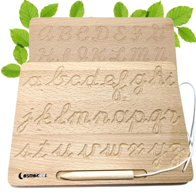 Montessori Cursive Alphabet Tracing Board | Reversible Na.. Montessori Cursive Alphabet Tracing Board | Reversible Na..