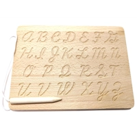2Pack Cursive + Print Alphabet Tracing Board |  Reversible Natural Wood ABC Tracing Board Montessori