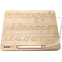 2Pack Cursive + Print Alphabet Tracing Board |  Reversible Natural Wood ABC Tracing Board Montessori