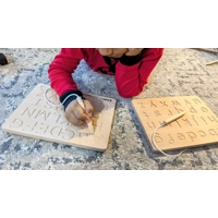 2Pack Cursive + Print Alphabet Tracing Board |  Reversible Natural Wood ABC Tracing Board Montessori