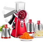 Rallador de Queso Rotativo con 3 Cuchillas de Acero Inoxidable - Cortador Redondo Multifuncional par Rallador de Queso Rotativo con 3 Cuchillas de Acero Inoxidable - Cortador Redondo Multifuncional par