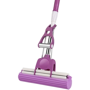 Fregona de Doble Rodillo PVA - Fregona Telescópica con Cabeza de Esponja Súper Absorbente y Cubos Se