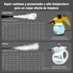 Vaporeta de Limpieza de Mano Portátil Multiusos - Con 9 Accesorios para Todo Tipo de Superficies Vaporeta de Limpieza de Mano Portátil Multiusos - Con 9 Accesorios para Todo Tipo de Superficies
