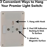 Interruptor de Luz Inalámbrico Promier de 200 Lúmenes - Instalación Rápida con Imán y Gancho 4U. Interruptor de Luz Inalámbrico Promier de 200 Lúmenes - Instalación Rápida con Imán y Gancho 4U.
