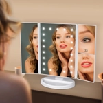 Espejo de Tocador de Maquillaje con Iluminación LED - Pantalla Táctil, 3 Aumentos y Rotación Ajustab Espejo de Tocador de Maquillaje con Iluminación LED - Pantalla Táctil, 3 Aumentos y Rotación Ajustab