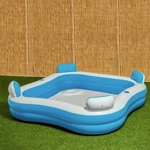 Piscina Familiar Inflable con Asientos y Posavasos – 183x183x51 cm, 390 L, Para 4 Personas Piscina Familiar Inflable con Asientos y Posavasos – 183x183x51 cm, 390 L, Para 4 Personas