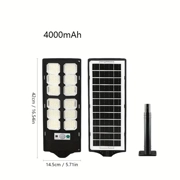 Lámpara LED Solar Exterior con Control Remoto y Sensor de Movimiento – 600W (Modelo Grande)