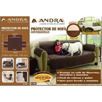 Protector de Sofá ANDRA - Reversible, 3 Plazas, Chocolate-Beige, 280 cm